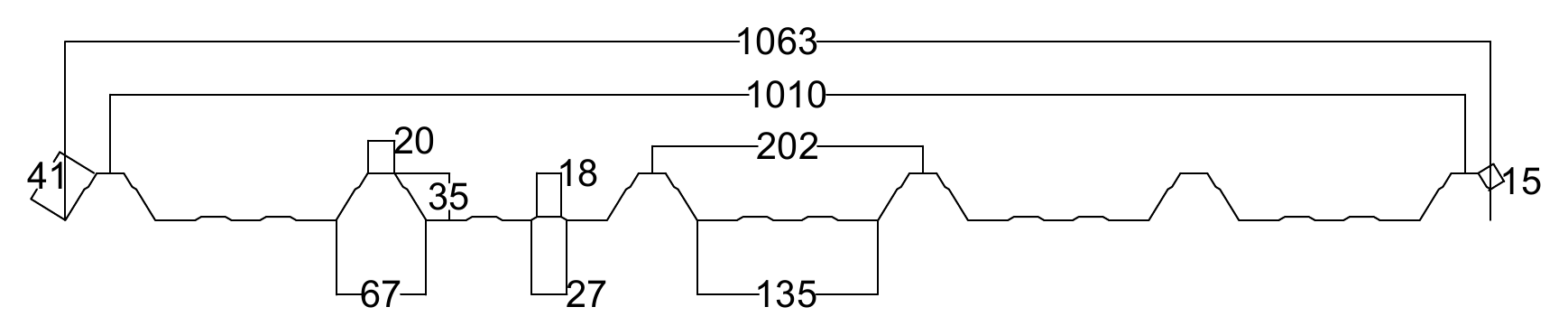 Trapezoidal Sheet Roll Forming Machine TR 35/18 — technical drawing